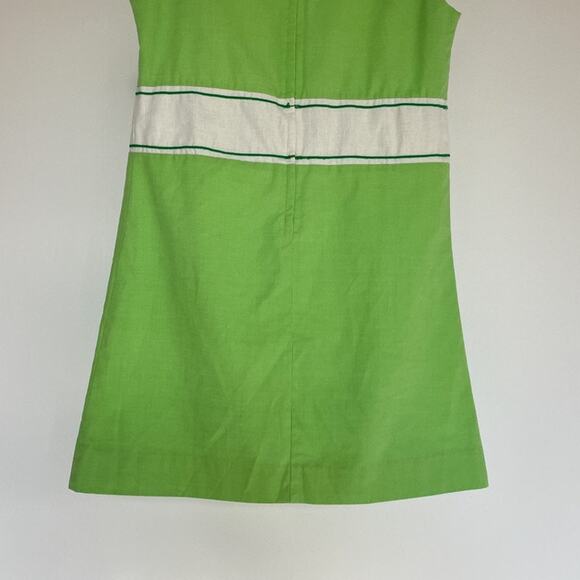 Vtg 60's Mod Green Sleeveless Embroidered Floral Swing Dress Retro Sz 13 Junior - Picture 6 of 10